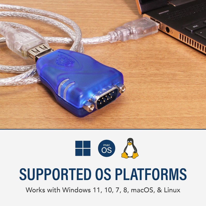 USBGear USB to RS-232 Serial Adapter Cable - DB9 Male, FTDI Chipset, RX/TX Status LEDs, TAA Compliant (Made in Taiwan), Compatible with Windows & Mac - Image 4